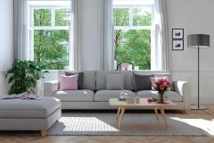 modern living room in townhouse. 3d rendering